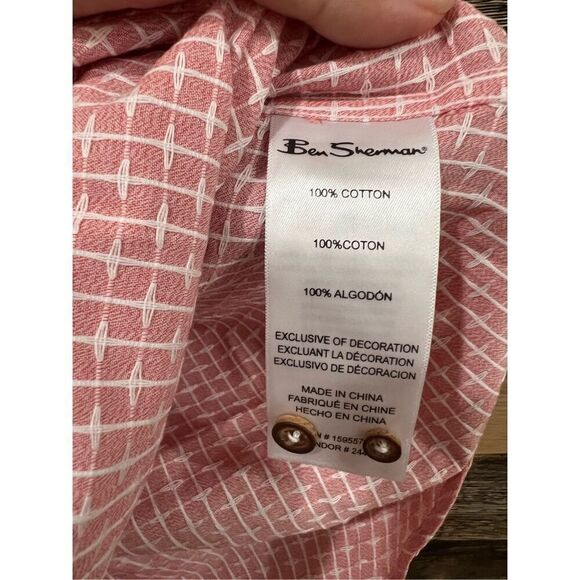 Ben Sherman NWT Men's Casual Button Shirt Coral Salmon Peach sz Small - Picture 5 of 5